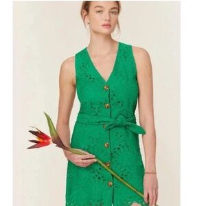 Andie The Navarino Dress in Eyelet Emerald Green M NWT